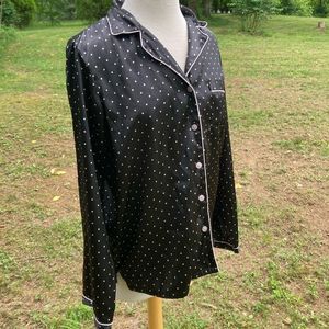***4/$20 BLACK POLKA DOT SLEEPWEAR WOMENS SMALL BUTTON TOP
